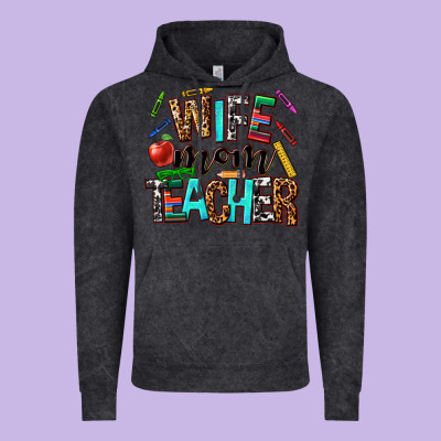 Wife Mom Teacher Vintage Hoodie Designed By Nancycooperartshop