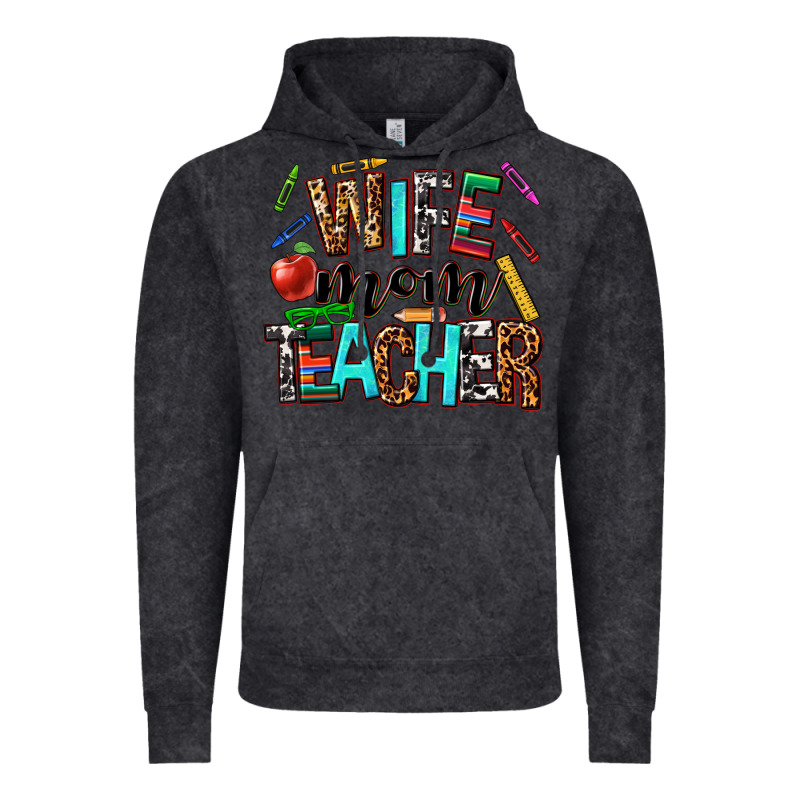 Wife Mom Teacher Vintage Hoodie by NancyCooperArtShop | Teevron