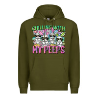 Army Green Chilling with my peeps Easter bunnies Premium Hoodie - CowGirlArtShop