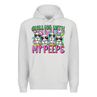 Dove Grey Chilling with my peeps Easter bunnies Premium Hoodie - CowGirlArtShop