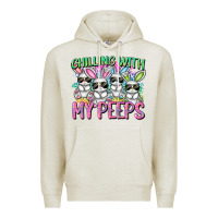 Oatmeal Heather Chilling with my peeps Easter bunnies Premium Hoodie - CowGirlArtShop