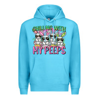 Ocean Blue Chilling with my peeps Easter bunnies Premium Hoodie - CowGirlArtShop
