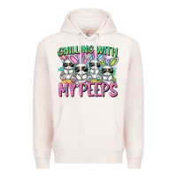 Pale Pink Chilling with my peeps Easter bunnies Premium Hoodie - CowGirlArtShop