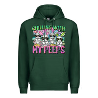 Sports Green Chilling with my peeps Easter bunnies Premium Hoodie - CowGirlArtShop