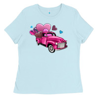 Baby Blue truck with hearts Ladies Tee - AdoDesignShop
