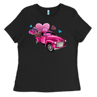 Black truck with hearts Ladies Tee - AdoDesignShop