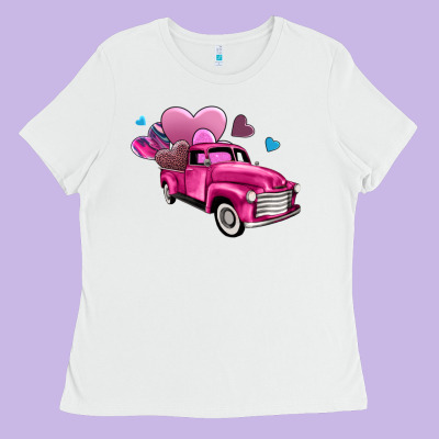 Truck With Hearts Ladies Tee Designed By Adodesignshop