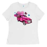 White truck with hearts Ladies Tee - AdoDesignShop