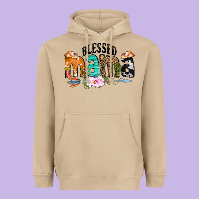 Blessed Mama Heavyweight Hoodie Designed By Cowcowdesign