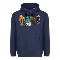 Navy Blessed Mama Heavyweight Hoodie - CowCowDesign