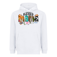White Blessed Mama Heavyweight Hoodie - CowCowDesign