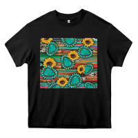 Black western gemstone sunflowers serape cowhide glitter wooden Heavy Core Tee - Artiststas
