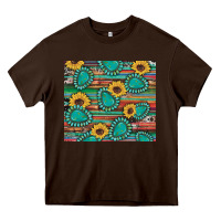 Chocolate Brown western gemstone sunflowers serape cowhide glitter wooden Heavy Core Tee - Artiststas