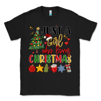 Black just a girl who loves christmas Classic Tee - MaliasSmallBusiness