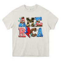 Cream america with heart Heavy Core Tee - AdoDesignShop