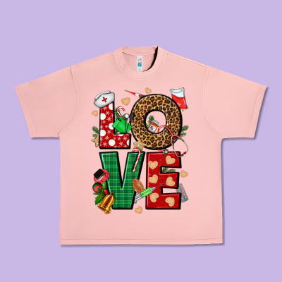Love Nurse Christmas Urban Heavy Tee Designed By Nancycooperartshop