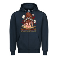 Navy Messy bun Baseball Zipper Hoodie - HowdyJamesFarm