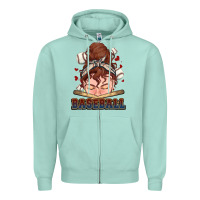 Seafoam Messy bun Baseball Zipper Hoodie - HowdyJamesFarm