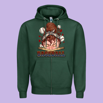 Messy Bun Baseball Zipper Hoodie Designed By Howdyjamesfarm