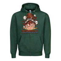 Sports Green Messy bun Baseball Zipper Hoodie - HowdyJamesFarm