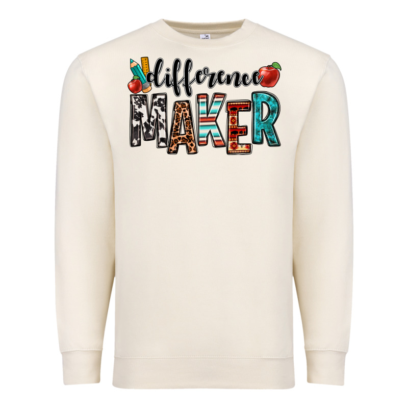Difference Maker Teacher Premium Sweatshirt by OliviaCreatesArt | Teevron