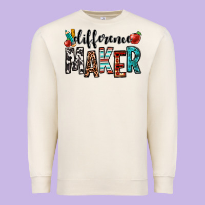 Difference Maker Teacher Premium Sweatshirt Designed By Oliviacreatesart