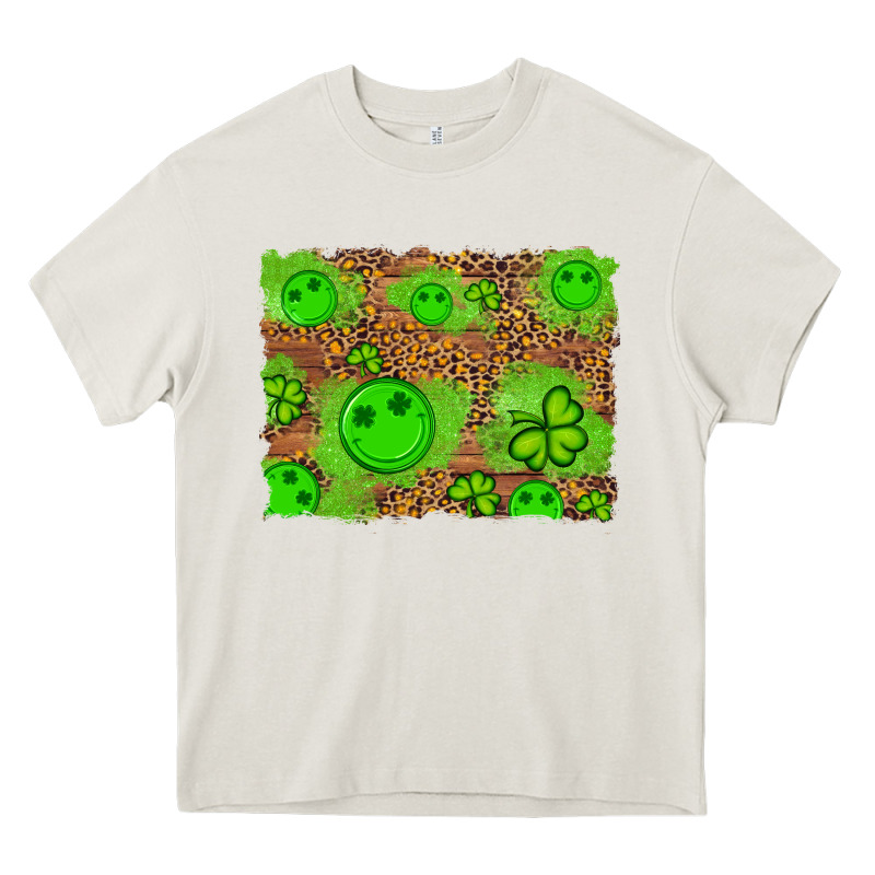 Shamrock Glitter Leopard And Wood Background Heavy Core Tee by Artiststas | Teevron