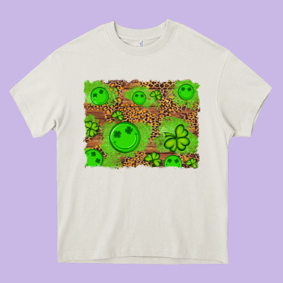 Shamrock Glitter Leopard And Wood Background Heavy Core Tee Designed By Artiststas