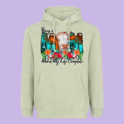 Being A Mom Makes My Life Complete Heavyweight Hoodie Designed By Cowcowdesign