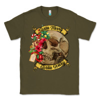 Army Green Sorta merry sorta scary skull Classic Tee - NancyCooperArtShop