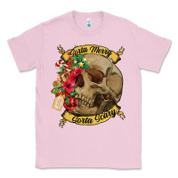 Bubblegum Pink Sorta merry sorta scary skull Classic Tee - NancyCooperArtShop