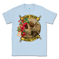 Dusty Blue Sorta merry sorta scary skull Classic Tee - NancyCooperArtShop