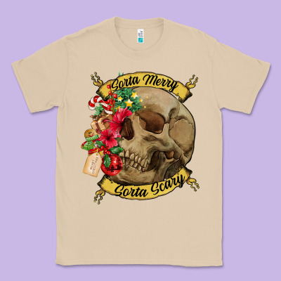 Sorta Merry Sorta Scary Skull Classic Tee Designed By Nancycooperartshop