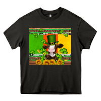 Asphalt saint patricks cow and hat with sunflower and shamrock Heavy Core Tee - Artiststas
