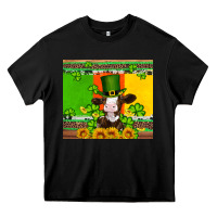 Black saint patricks cow and hat with sunflower and shamrock Heavy Core Tee - Artiststas