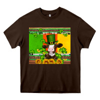 Chocolate Brown saint patricks cow and hat with sunflower and shamrock Heavy Core Tee - Artiststas