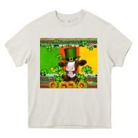 Cream saint patricks cow and hat with sunflower and shamrock Heavy Core Tee - Artiststas