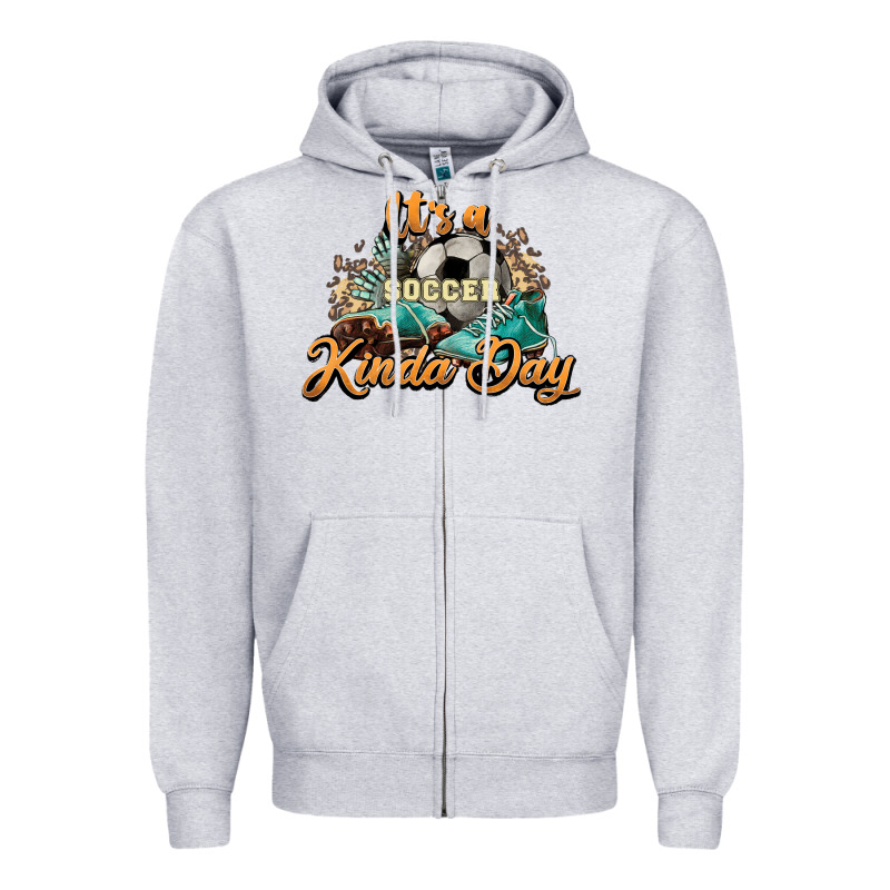 It's A Soccer Kinda Day Zipper Hoodie by HowdyJamesFarm | Teevron