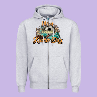 It's A Soccer Kinda Day Zipper Hoodie Designed By Howdyjamesfarm