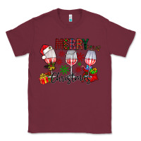 Burgundy Merry Christmas Classic Tee - CowhideDigitalArt