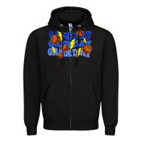 Black Game day game day game day lightning bolt Zipper Hoodie - HowdyJamesFarm