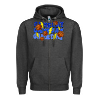 Charcoal Heather Game day game day game day lightning bolt Zipper Hoodie - HowdyJamesFarm