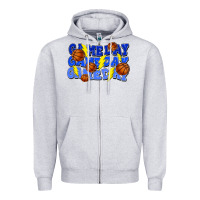Heather Grey Game day game day game day lightning bolt Zipper Hoodie - HowdyJamesFarm