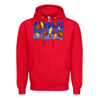 Red Game day game day game day lightning bolt Zipper Hoodie - HowdyJamesFarm