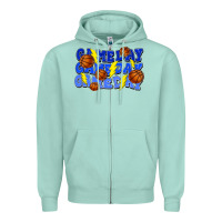 Seafoam Game day game day game day lightning bolt Zipper Hoodie - HowdyJamesFarm