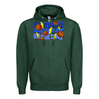 Sports Green Game day game day game day lightning bolt Zipper Hoodie - HowdyJamesFarm