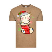Vintage Coffee christmas cat in Vintage Tee - MaliasSmallBusiness