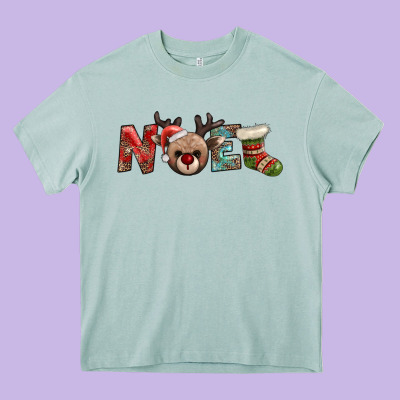 Noel With Sock And Reindeer Heavy Core Tee Designed By Adodesignshop