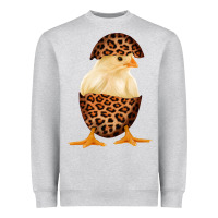 Heather Grey Chick with Leopard Eggshell Heavyweight Sweatshirt - Bettercallsaul