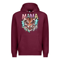 Burgundy Mama tiger lightning bolt Premium Hoodie - HowdyJamesFarm